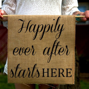 Burlap Happily Ever After Ring Bearer Sign - Rustic Ceremony Banner