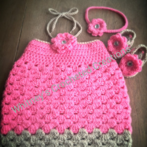crochet halter dress set your choice of colors sizes up to 24 months