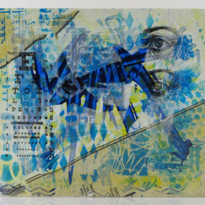 Original Handmade Collage, Graffiti Sights, Abstract Geometric Inspired Art, 8x10in