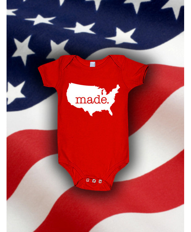 American 'Made.' Cotton One Piece Bodysuit - United States Infant Girl and Boy