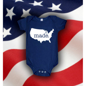American 'Made.' Cotton One Piece Bodysuit - United States Infant Girl and Boy