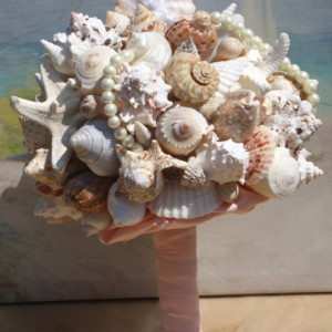 Extra Large Seashell  and Starfish Wedding Bouquet / Boutonierre Set  for any Beach Wedding, Seaside Wedding, Destination wedding