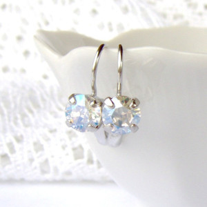 Crystal Moonlight rhinestone earrings / leverback 