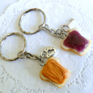 Peanut Butter and Jelly Keychain Set, With Lock & Key, Best Friend's Keychains, Cute :D