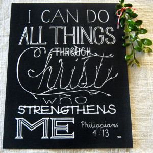 I Can Do // Word Art Print // Philippians 4:13 // God's Strength Calligraphy // Christ's Strength Quote