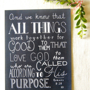 All Things // Hand Lettered Print // Romans 8:28 Typography // Bible Verse Artwork