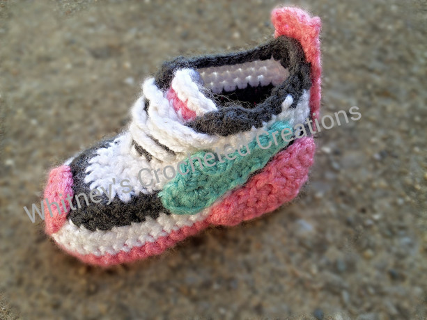 crochet Nike inspired tennis shoes , handmade , crocheted , swoosh , crocheted , baby , booties , shoes , baby nike , photo prop , sneakers