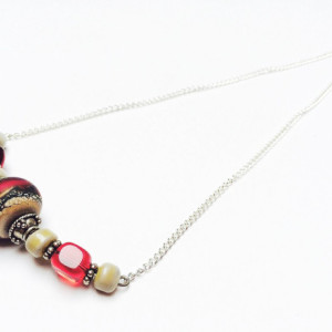 Hot Lava necklace, Red, cream, Neutral, Colorful necklace, beaded, Lampwork, Statement necklace, OOAK, Mars, Volcano, the red planet