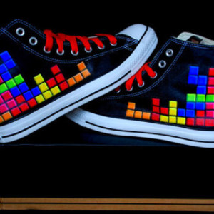 Custom Converse, Tetris, handpainted, sealed, your choice of colors, sizes and styles