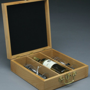 Personalized Wine Box - Custom Wood Wine Box Made in USA, Colorado, with three partitions for Anniversary and Wedding Gifts