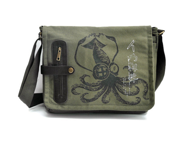Mad Science Squid messenger bag KHAKI GREEN