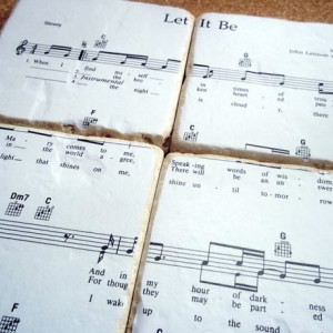 Beatles "Let It Be" Sheet Music Coasters