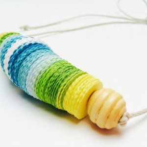 Paper necklace, Paper beads, adjustable necklace, summer necklace, white, blue, green, yellow, hypoallergenic, metal free jewelry