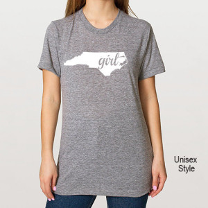 North Carolina Girl Tri Blend Track T-Shirt - Unisex & Juniors Tee Shirts Size S M L XL