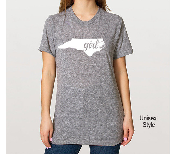 North Carolina Girl Tri Blend Track T-Shirt - Unisex & Juniors Tee Shirts Size S M L XL