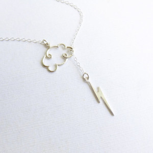 Sterling Silver Lightning Cloud Lariat Necklace... Entirely Sterling Silver