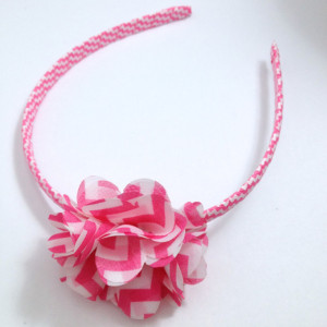 Hot Pink Chevron Flower Headband