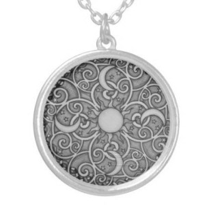 Mandala pendant necklace, zen, celestial, moon, stars, yoga inspired