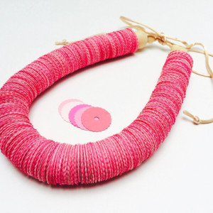 Valentine's Day, Breast Cancer survivor, Awareness, Paper necklace, Paper jewelry, Pink necklace, Bold Statement necklace