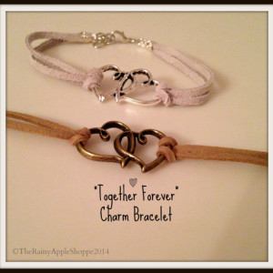 hearts charm bracelet, jewelry in handmade, heart infinity bracelet, handmade jewelry,suede bracelet, antique charm bracelet,8 inch diameter
