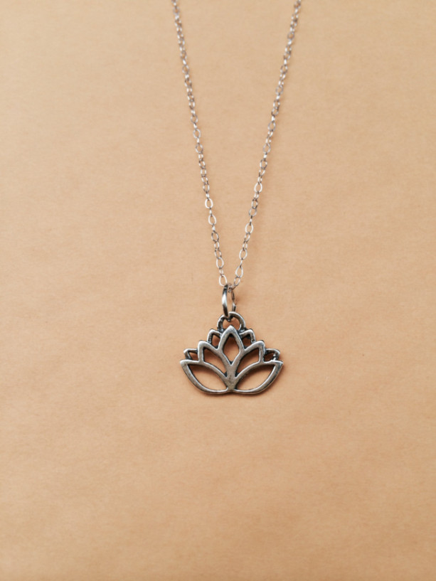 Sterling Silver Lotus Charm Necklace