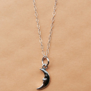 Sterling Silver Crescent Moon Charm Necklace