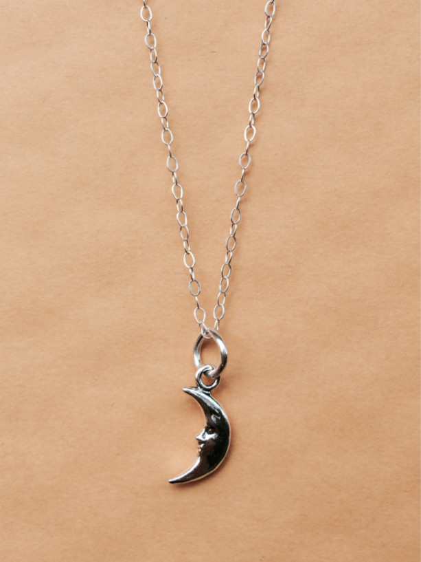 Sterling Silver Crescent Moon Charm Necklace