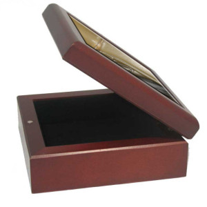 White Lily Rosewood Tile Jewelry Box