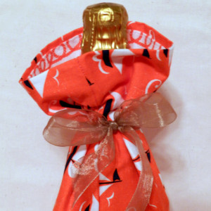 Reusable Orange Nautical Wine Bottle Gift Bag & Ribbon