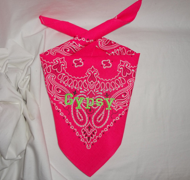 GLOW in the DARK Hot Pink Dog Bandana with Electric Green, Black or Grape Juice Lettering