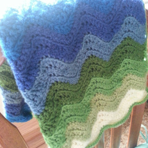 Ripple Baby Blanket - Blue, Green, and White