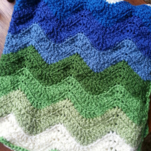 Ripple Baby Blanket - Blue, Green, and White