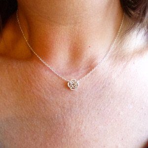 Tiny Celtic Knot Necklace... Sterling Silver Chain... Minimalist Everyday