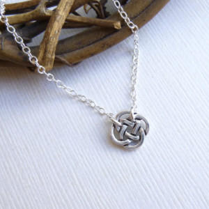 Tiny Celtic Knot Necklace... Sterling Silver Chain... Minimalist Everyday