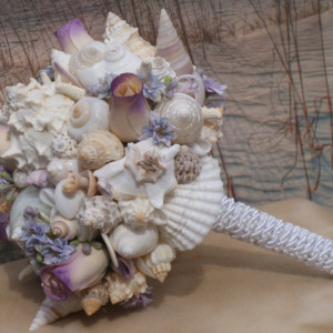 The Lilac  Purple Beach Bride Bouquet, A Seashell Bouquet, Bridal Bouquet, Beach Bouquet, Destination ,Seaside , Made to Order