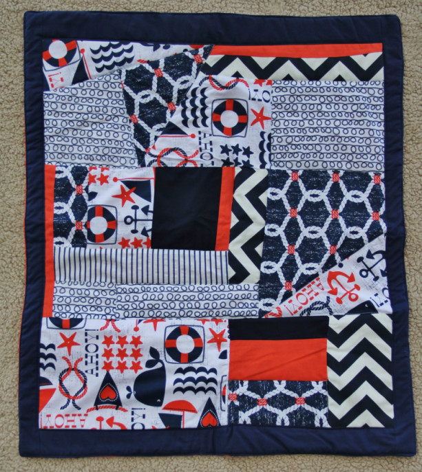 Sale***Ready to ship**** Nautical/Chevron Theme Quilt*** One of a kind patchwork ****