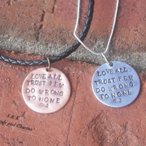 Love all trust few hand personalized charm