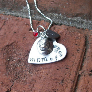 Mom  of a  hero charm custom hand stamped  fireman necklace,