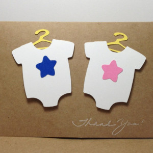 Twins Baby Shower Thank You Card Set, Twins Thank You, Twin Bodysuit Baby Shower Thank You Cards, Boy Girl Twins Baby Shower Cards