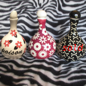 Poison Perfume Bottle Red Black Oil Apothecary OHIO USA Handmade Ceramic Pottery Tattoo