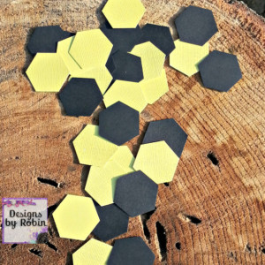 200 B A B Y Hexagon die cuts - beehive die cuts - baby hive - baby shower confetti - bumble bee party - gender reveal party