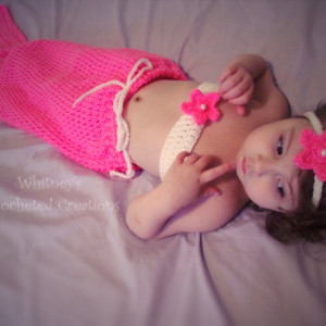 crochet mermaid set with pearl tail / handmade/ made to order / newborn to 5t / photography prop