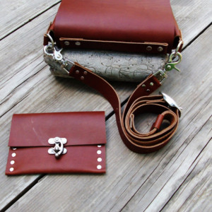 Italian Leather  Handmade Cross Body Bag with Matching Wallet. Hand Stitched. Leather Messenger Bag  Bret Cali Bag