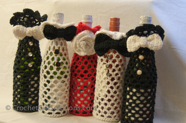 Tuxedo Wine Bag, Wine Bottle Bag, Wine Gift Bag, Crocheted Gift Bag, Unique Gift Bag, Crocheted Tote Bag, Wine Tote Bag