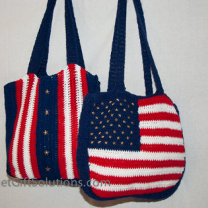 Americana Tote Bag, Patriotic Tote Bag, Crocheted Tote Bag, Book Bag, School Bag