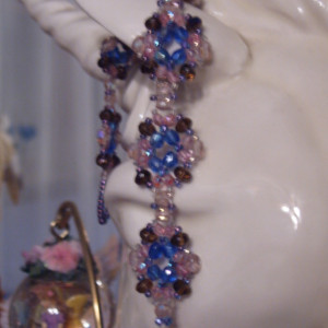 SALE 10 BUCKS OFF Pink Beaded Flower Pattern Crystal Czech Glass Bracelet