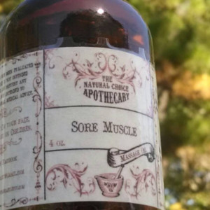 Sore Muscle Massage Oil 4 oz Amber Glass Bottle of Sore Muscle Rub Arnica Massage Oil Aromatherapy Handmade by The Natural Choice Apothecary