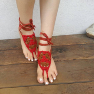 Crocheted Barefoot Sandals - Yoga Shoes - Handmade Sandals - Crocheted Shoes - Yoga Sandals - Hippie Sandals - Barnyard