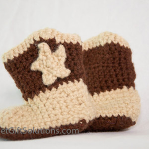 Cowboy Baby Booties with Stars, Western Baby Booties, Star Baby Booties