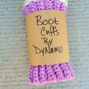 Vintage Ivory Lace Top Boot Cuffs, Radiant Orchid Crochet Boot Topper, Pink Faux Legwarmer